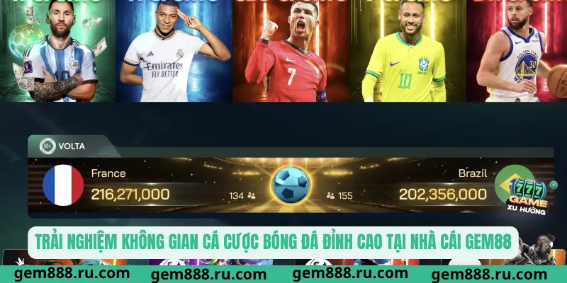 Trải nghiệm không gian cá cược bóng đá đỉnh cao tại nhà cái Gem88